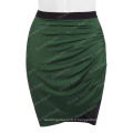 Grace Karin Stock Occident Womens High Stretch Splicing plissé Hips-Wrapped Dark Green Short Pencil Jupe CL008929-1